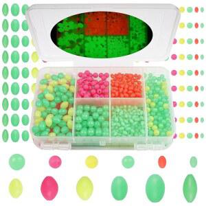 낚시 장비를 위한 1000PCS 낚시 구슬, 글로우 피쉬그 라인 구슬 소금물 담수 연질 고무 및 플라스틱 야광 물고기 구슬 미끼 알, 연어 송어 스틸헤드 유인