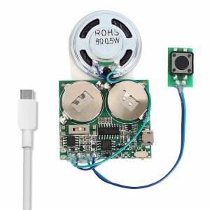 Icstation 녹음 가능 사운드 모듈, 스피커가 장착된 800만 USB 프로그래머블 사운드 칩, DIY 어버이날 인사말 카드용 푸시 버튼 활성화 충전 사운드 보드, 크리에이티브 일렉트 프로젝트