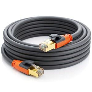 Cat 8 이더넷 케이블 7.6m(25피트), 고속 Cat8 LAN Xbox 산업용 모뎀 게이밍 PS5 라우터 26AWG 차폐, 사무실 PC 40Gbps 실내 튼튼한 실외 RJ45 2000MHz 호환 코드 인터넷