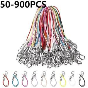 50-900개 랜야드 라리어트 스트랩 코드 로브스터 클립 로프 키체인 훅 모바일 세트 참 키링 펜던트 키 링