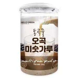 헬로우그린 세척해서 볶은 국내산 통곡물 오곡미숫가루 250g(통) 국산 서리태 50%, 쥐눈이콩, 백태, 흑미, 현미