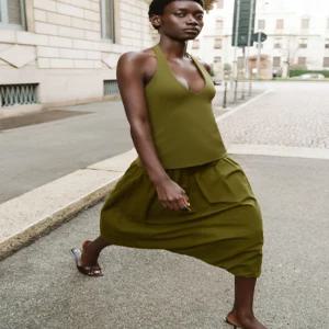 자라 ZARA 글로브 콤비 원피스 - 올리브 5584006515 988224