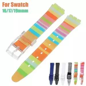 6mm 실리콘 고무 시계줄 스와치 스트랩용 컬러풀 젤리 팔찌 교체용 여성 스포츠 손목 밴드
