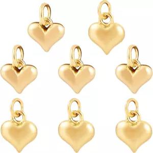 판다홀 8PCS 18K 골드 도금 하트 참 작은 사랑 펜던트 2스타일 당글 발렌타인 퍼피 러브 DIY 목걸이 팔찌