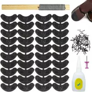 GOETOR 힐 플레이트 40 PCS 고무신 탭 팁 수리 패드 교체 세트와 전문 신발 접착 라즈 도구 및 부츠 네일