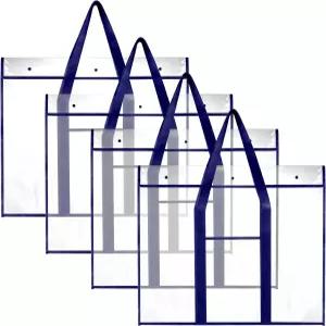 QWORK 대형 포스터 보관 가방 - 4팩 31.5인치 x 25.5인치 PVC 시스루 긴 손잡이 여분의 포켓 게시판 예술