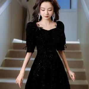 연주용 드레스 블랙 연회 애프터 이브닝 검정 웨딩