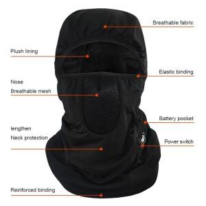 구세주 열 난방 스키 마스크 배터리 전기 따뜻한 모자 여성 스노우 보드 Balaclava 목