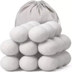 Kifmurase 24PCS 울 드라이어 볼 대용량 2.8인치 재사용 가능한 세탁 천연 보관 봉투 1개 주름 방지 및