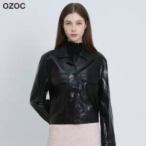 오조크 셔츠형 레더 숏 자켓