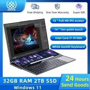 BYONE 듀얼 스크린 게이밍 노트북 인텔 코어 i7 9750H 6인치 4인치 터치스크린 6GB/32GB 램 TB/2TB SSD