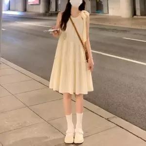 [하프클럽/]여자 간절기 레이어드 홀터넥 캉캉 민소매 원피스