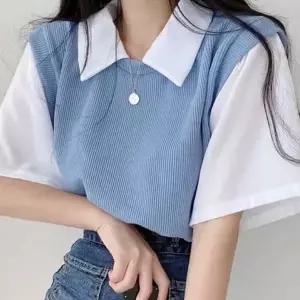 [하프클럽/]페이크 티 셔츠 코디 반팔 니트 레이어드 청바지 여름