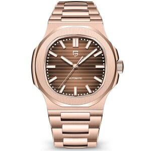 남성용 파가니 디자인 자동 시계 로즈 골드 40MM 스테인리스 스틸 미니멀리스트 아날로그 선물 손목시계 합성 사파이어 다이얼 유리 100M 방수 기능 포함