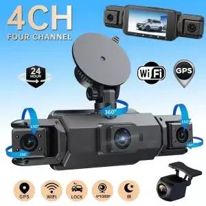 차량용 블랙박스 4채널 4*1080P GPS WIFI 탑재 주행녹화기 야간촬영 주차감지 기능 액세서리