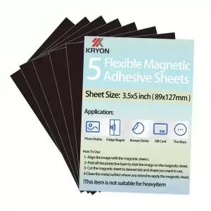 5PCS 16Mil 3.5x5 Inch 89x127mm Self Adhesive Magnetic Paper Sticky with Backing Flexible Magnet