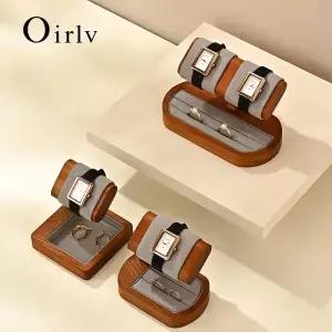 Oirlv 시계 디스플레이 스탠드 나무 스토리지 주최자 링 쥬얼리 홀더 손목 랙