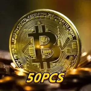 60-2PCS 골드 도금 Bitcoin 동전 소장 미술 컬렉션 선물 물리적 기념 Casascius 비트 BTC 금속 모조