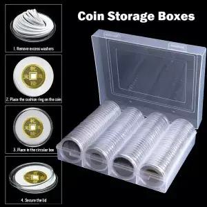 100/50pcs 30/40mm 지우기 동전 캡슐 홀더 케이스 기념 보관 상자 라운드 컬렉션 용품 먼지 보호기