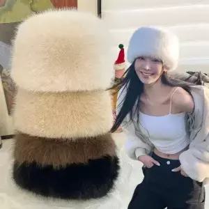 1개 플러피 퍼 여성용 겨울 모자 스노우 스키 캡 인조 두꺼운 방풍 따뜻한 어부 일상 야외 사이클링용