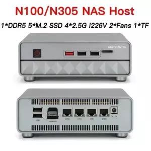 BOX 메탈 케이스 M1 MINI Plus N100/i3-N305 NAS 호스트 소프트 라우터 1*DDR5 5*M.2 SSD 4*2.5G i226V