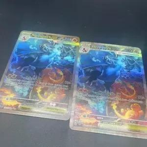 1PCS DIY 자체 제작 PTCG 메가 리자몽 X 일본어 버전 및 영어 굴절 색상 플래시 게임 컬렉션 카드