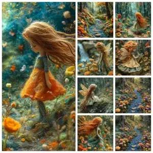 1000PCS 직소 퍼즐 오렌지색 꽃과 나비가 있는 교육용 게임 다채로운 선물 홈 데코레이션