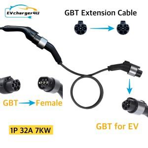 EVcharger4U GBT 연장 EV 충전 케이블 4M 1상/3상 7kw 22kw  휴대용 및 월박스용