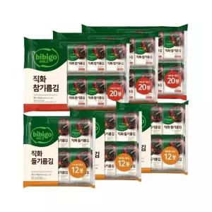 비비고 직화 들기름김 12봉 x3개+참기름김 20봉x3개 (총 96봉)