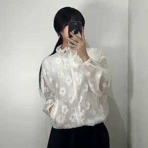 여성 시스루 플라워 여름 바람막이 자켓 살안타템 꽃 윈드브레이커 장마룩 루즈핏 점퍼 스트링 집업 아우터