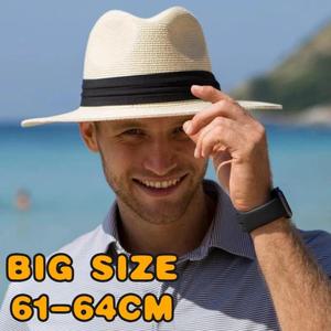 정글모자 여름 대형 64cm 페도라 사이즈 와이드 비치 커플 밀짚 빅 모자 헤드 플러스