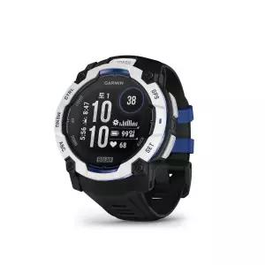 가민 인스팅트 3 슈퍼노바 솔라 아웃도어 GPS 스마트워치 화이트스톤-블랙/볼트블루밴드, 50mm