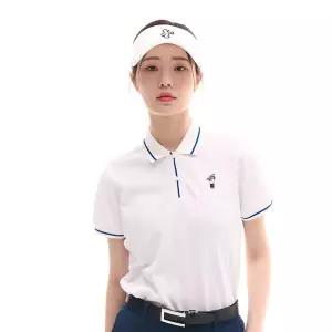 [아웃도어스/루이까스텔]여성 자수 포인트 절개 요꼬에리 반팔 티셔츠 W