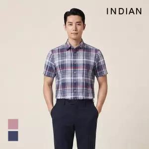 [INDIAN] 린넨 블랜드 빅체크 반팔셔츠_MITNSYM4141