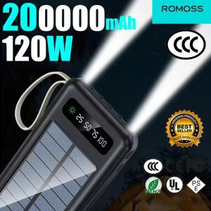 ROMOSS 태양광 무선 파워뱅크 200000mAh 대용량 CCC 인증 고속 충전 3C 외장 배터리 비상용