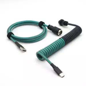 파라코드  PET 이중 슬리브 2색 코일 USB to Type-C 마이크로 미니 케이블GX16 Aviator 포함 기계식 키보드