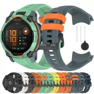 Instinct 3 용 실리콘 밴드 Solar 50mm 스트랩 스포츠 시계 Amoled Correa 간격 없음 팔찌