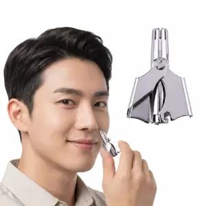 올리브 수동 코털제거기 스텐 퓨어 머신 휴대용 순수 기계식 트리머 방수 남여 콧털 정리기 보관케이스포함