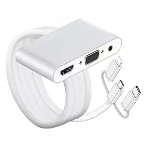 Watlq 3-in-1 USB C to HD/VGA/오디오 어댑터 Type-C 유선 화면 미러링 케이블 캐스팅/폰을