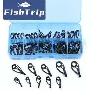 FishTrip 낚싯대 가이드 팁 수리 키트 블랙 탑 교체 550pcs 스테인레스 스틸 프레임 세라믹 링 빌딩