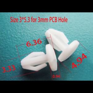 3mm 구멍 LED PCB 보드용 3x5.3mm 사양 고정 플라스틱 리벳 조명 알루미늄 베이스 클립 PP 클램프 설치.