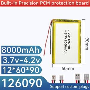 3.7V 8000mah 126090 리튬 폴리머 이온 배터리 패드 DIY 전자 책 GPS PSP 전원 은행 태블릿 PC JST1.25 PH