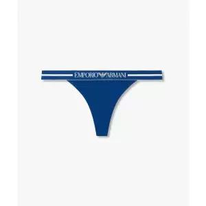 매장정품 EMPORIO ARMANI UNDERWEAR 엠포리오 아르마니 언더웨어 여성 배색 라인 센터 로고 티팬티_블루 08