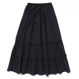 [국내당일]카고브로스 포 우먼 플레어 프릴 체크 롱 스커트 (네이비) - BLACK 블랙 블랙CBW26SS1301