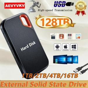2TB/4TB 기존 외장 SSD 빠른 전송 솔리드 스테이트 드라이브 128TB 대용량 방수 하드 디스크 저장 장치(노