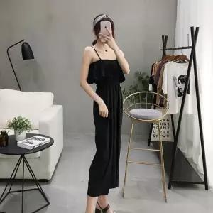 점프수트 나시 끈 7부 뷔스티에 멜빵바지 체형커버 여성