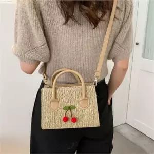 스퀘어 여성 라탄 백 크로스 라탄 가방 여름 핸드백 토트 여성라탄백 여자라탄가방