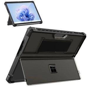 MICROSOFT SURFACE PRO 11 10 9 13인치용 MOKO 케이스 킥스탠드 보호 케이스가 있는 올인원 러기드 커버 타입 커버 키보드와 호환 프로스팅 블랙