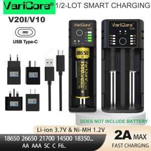 VariCore V20i V10 1/2슬롯 3.7V 리튬 이온용 스마트 배터리 충전기 18650 21700 26650 16340 1.2V Ni-MH A