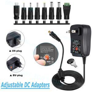 DC 3V 4.5V 5V 6V 7.5V 9V 12V 12W 미국/EU 겸용 조절 가능 전원 어댑터 변압기 USB 2.1A 범용 충전기 스위